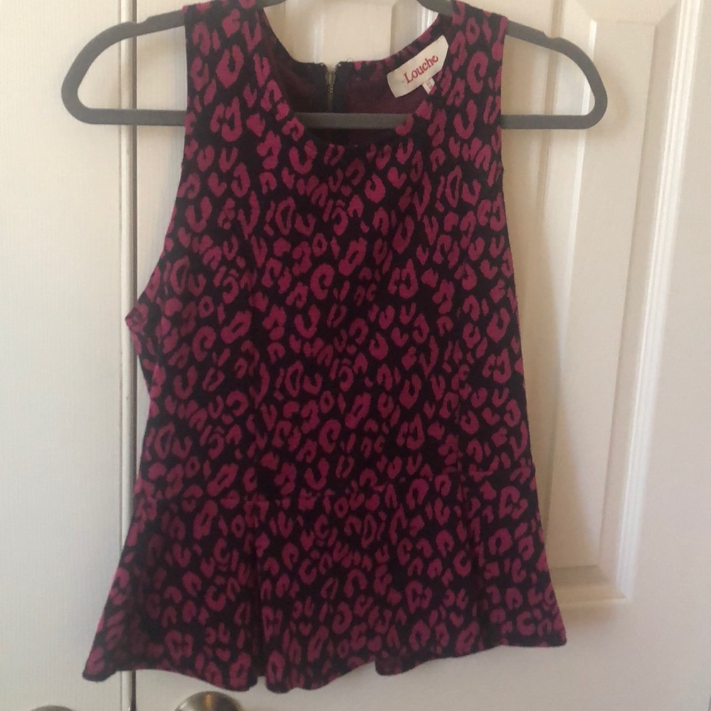 Louche leopard print peplum tank - 12 M